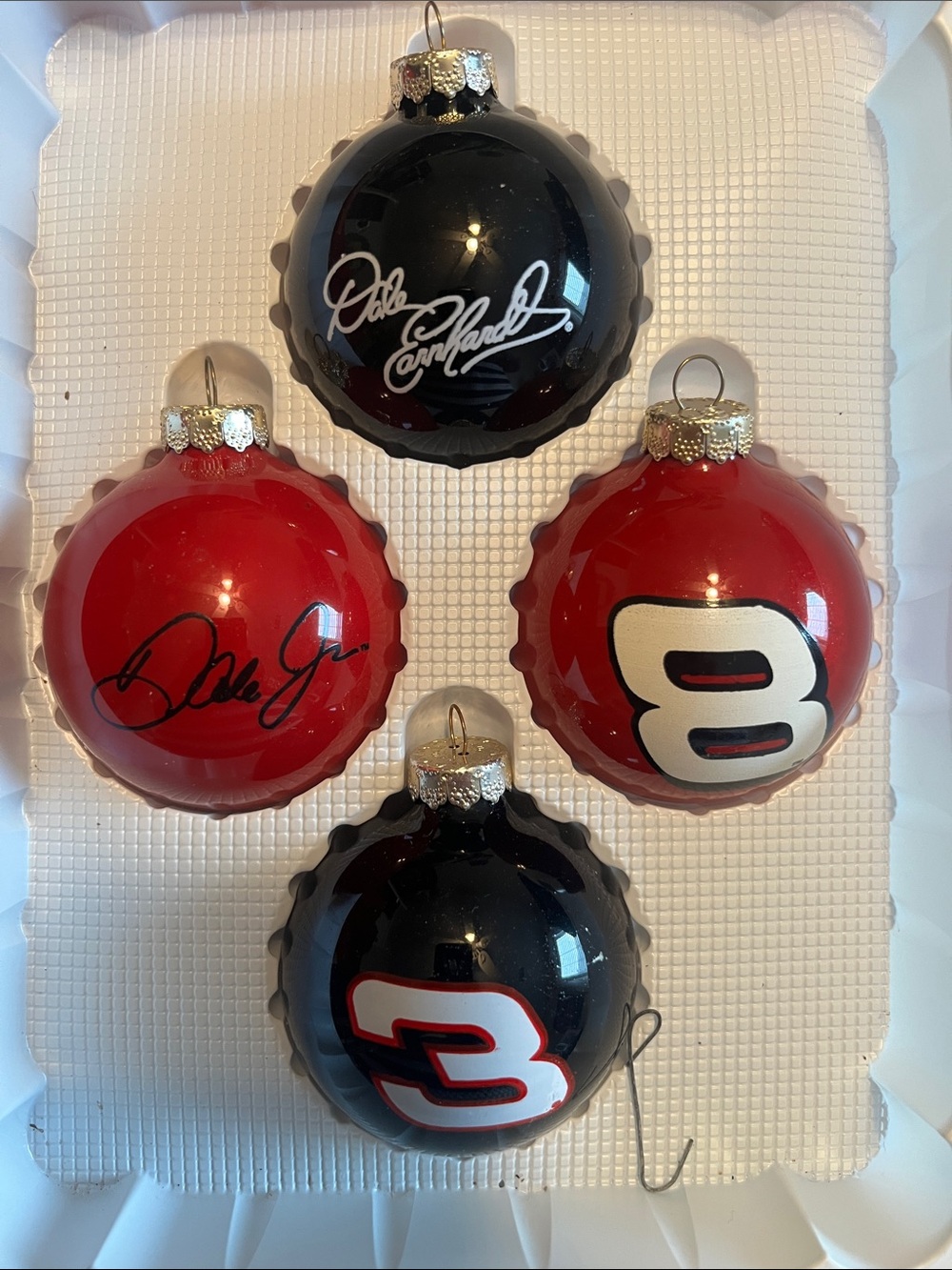 Nascar Dale Earnhardt and Dale Jr Racing Ornament Set